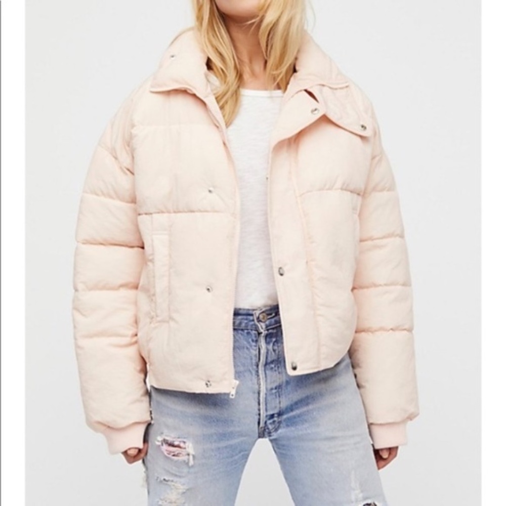 Free People Cold Rush Puffer Jacket in Pale Pink